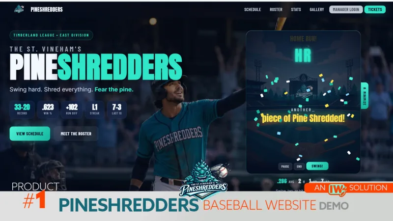 Baseball Website | Pineshredders | Inner Web Solutions